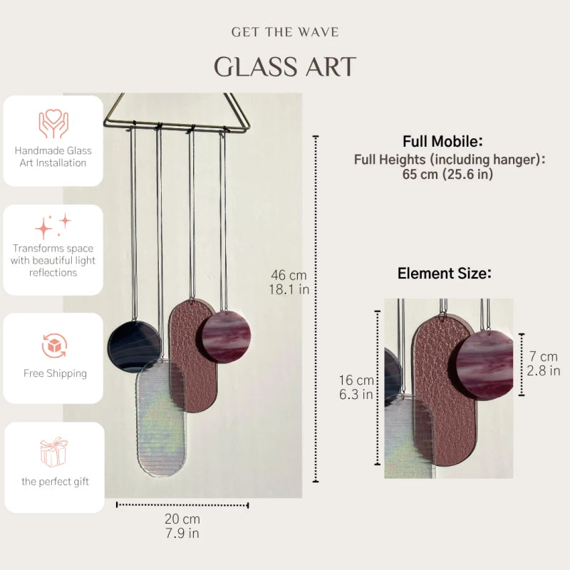 Rosa irisierender Wandbehang im Art Déco Stil