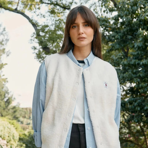 Veste Sherpa beige sans manches