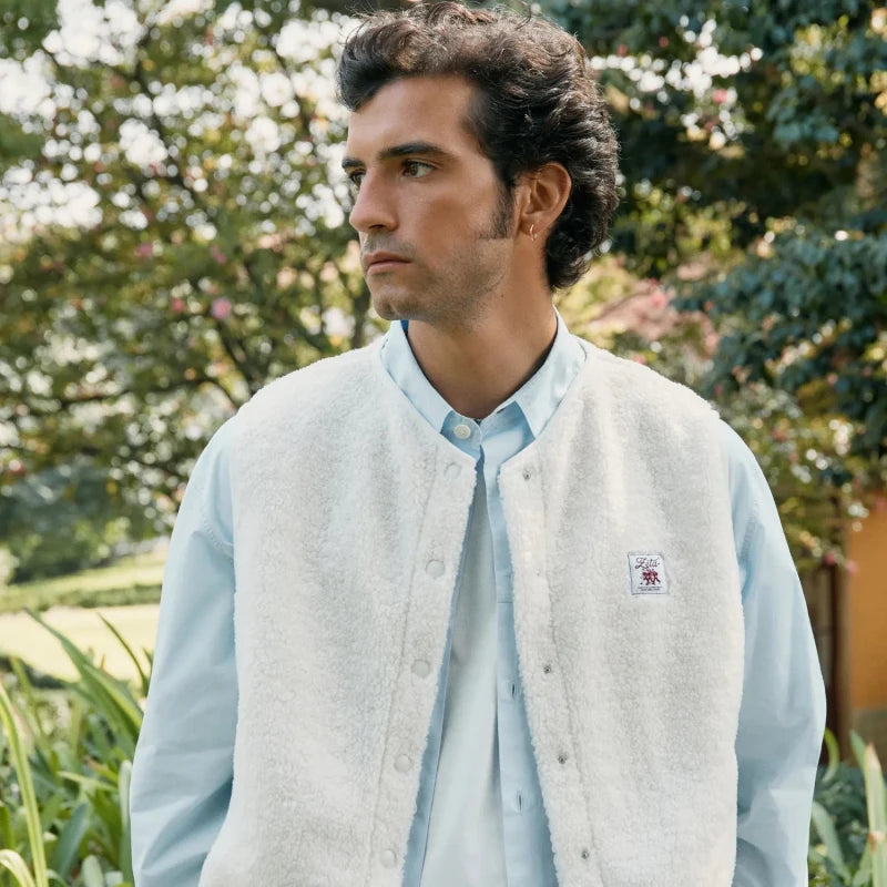 Veste Sherpa beige sans manches