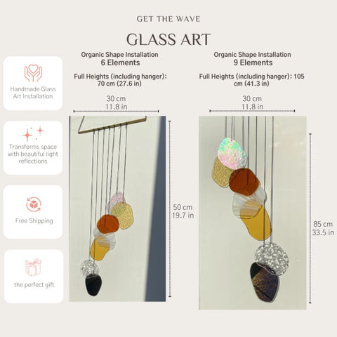 Gelb & orange Organic Shapes: Wandkunst mit antikem Spiegel