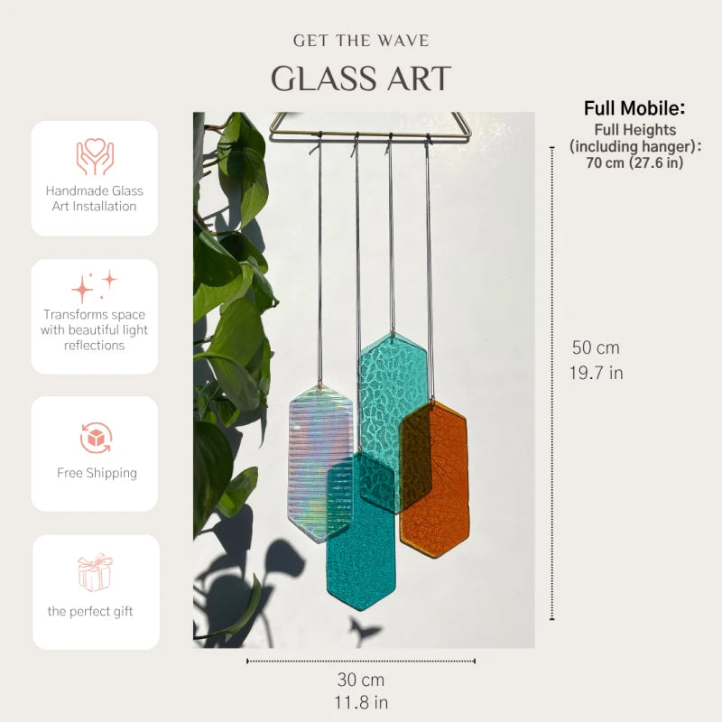 Mobile mit geometrischem Glas