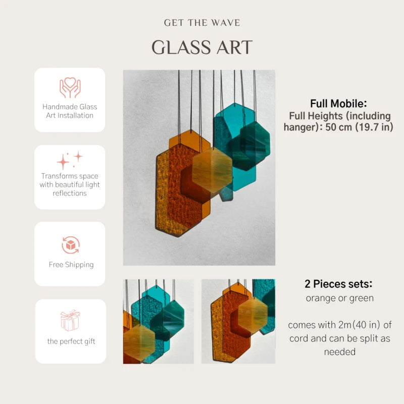 Geometrische Formen Sonnenfänger in orange und grün