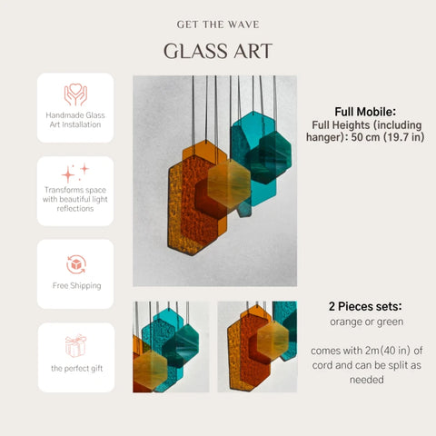 Geometrische Formen Sonnenfänger in orange und grün