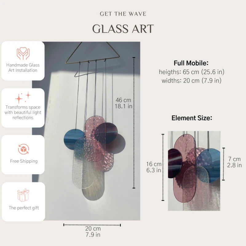 Rosa irisierender Wandbehang im Art Déco Stil