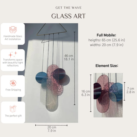 Rosa irisierender Wandbehang im Art Déco Stil