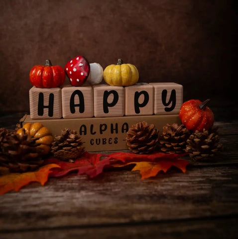 5 Cubes en Bois de 5cm x 5cm + 66 Stickers noirs