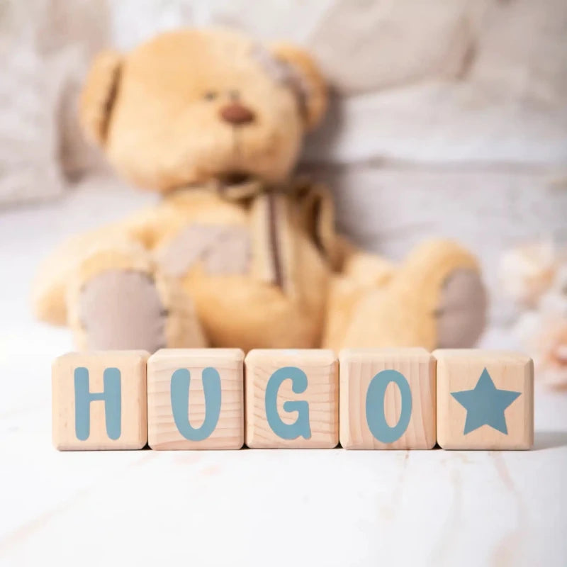 5 Cubes en Bois de 5cm x 5cm + 66 Stickers gris