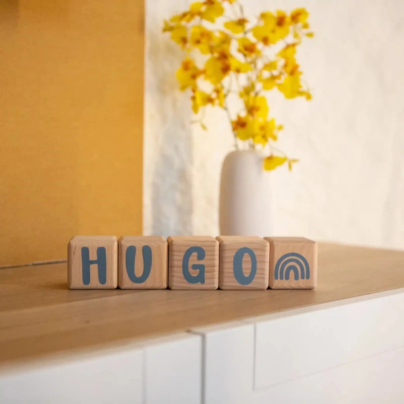 5 Cubes en Bois de 5cm x 5cm + 66 Stickers gris