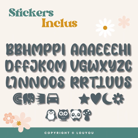 4 Cubes en Bois de 5cm x 5cm + 55 Stickers gris