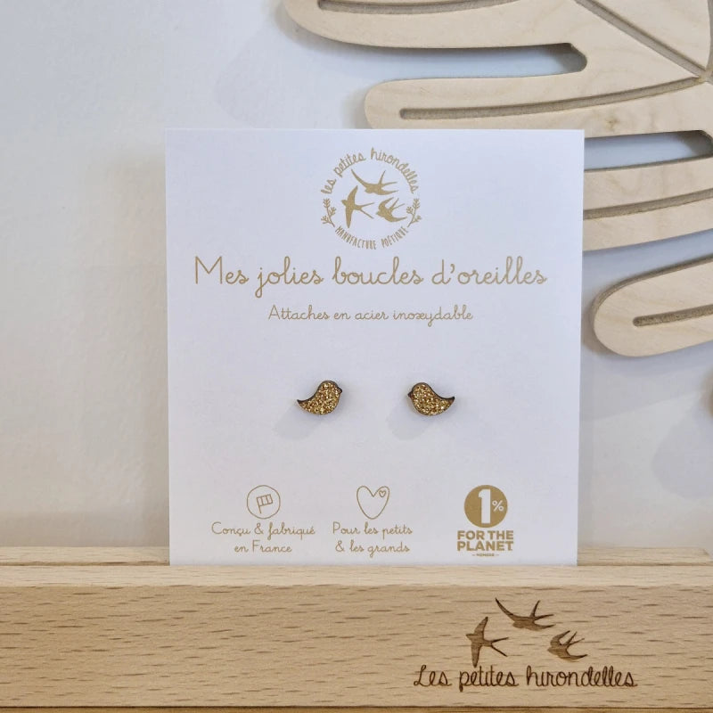 Boucles d'oreilles pailletées - Oiseaux