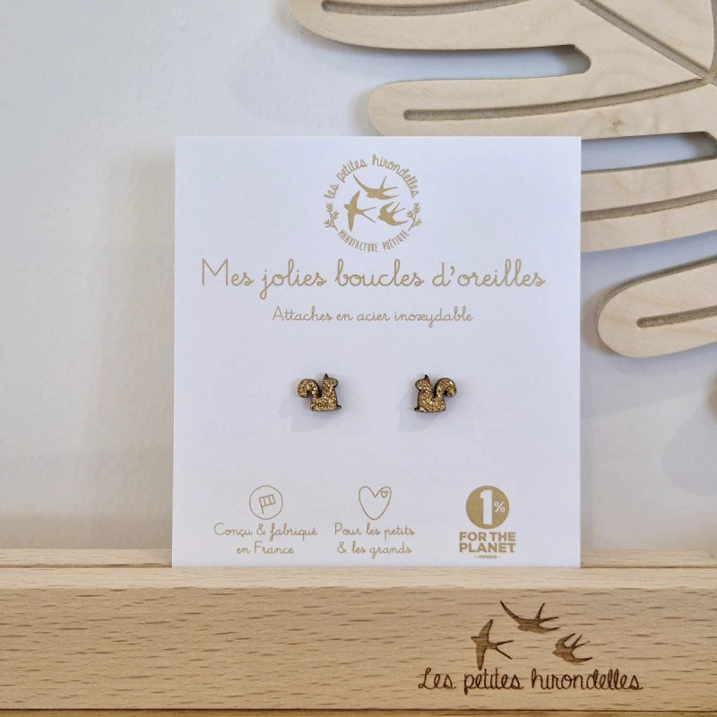 Boucles d'oreilles pailletées - Ecureuils