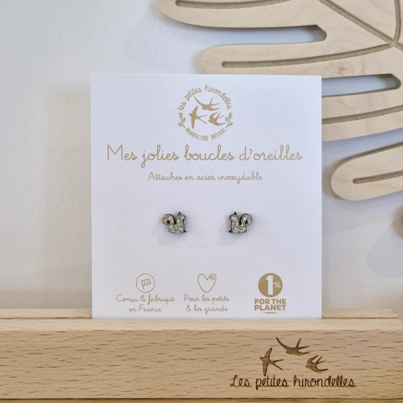 Boucles d'oreilles pailletées - Ecureuils
