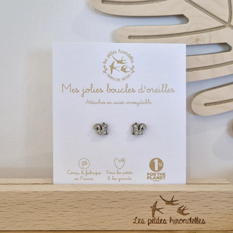 Boucles d'oreilles pailletées - Ecureuils