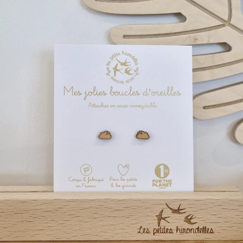 Boucles d'oreilles en bois - Nuages