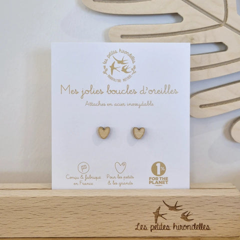 Boucles d'oreilles en bois - Cœurs