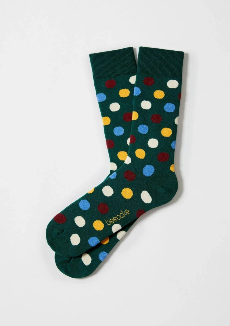 Chaussettes à pois en coton - BePolkadots Vert