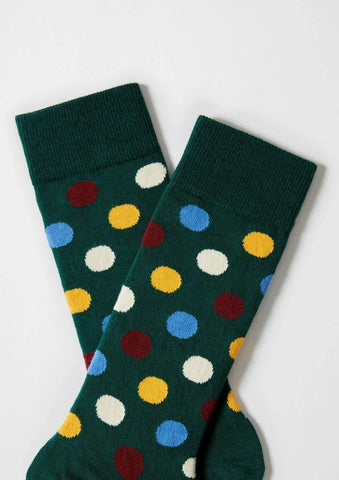 Chaussettes à pois en coton - BePolkadots Vert