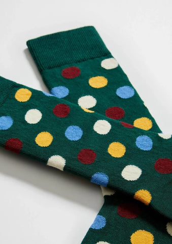 Chaussettes à pois en coton - BePolkadots Vert