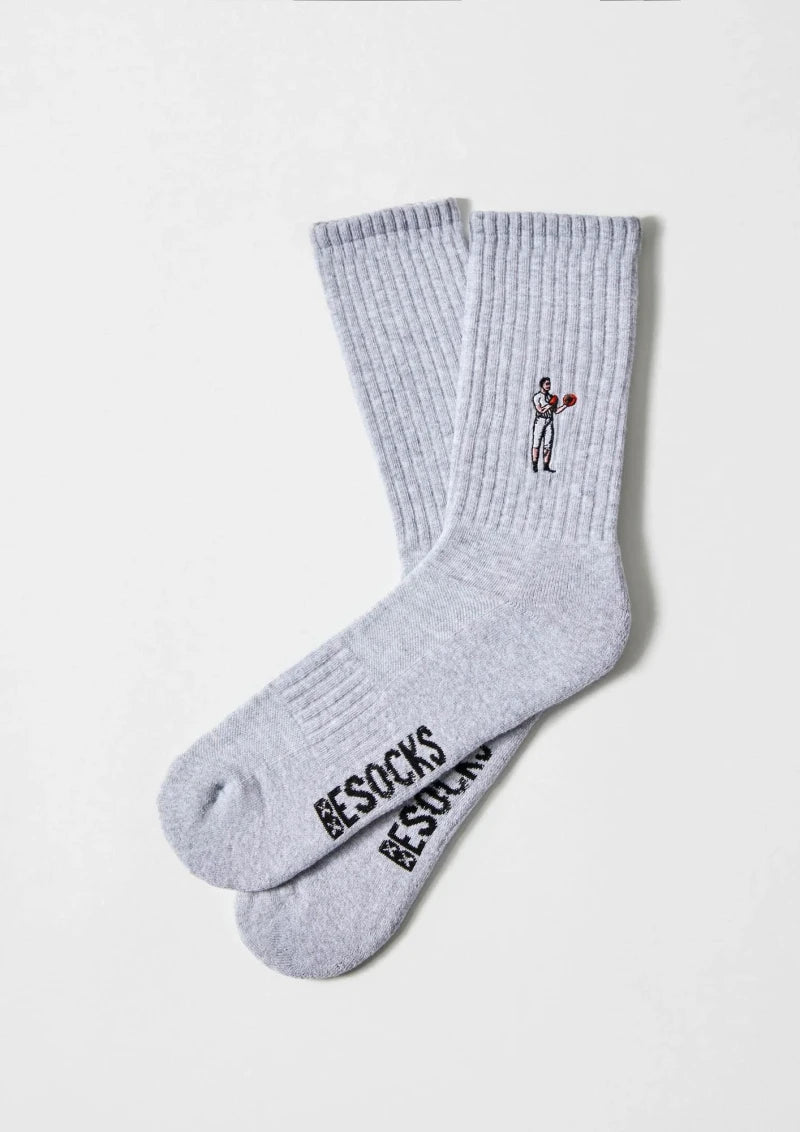 Chaussettes en coton brodées  - BeBoxer Gris