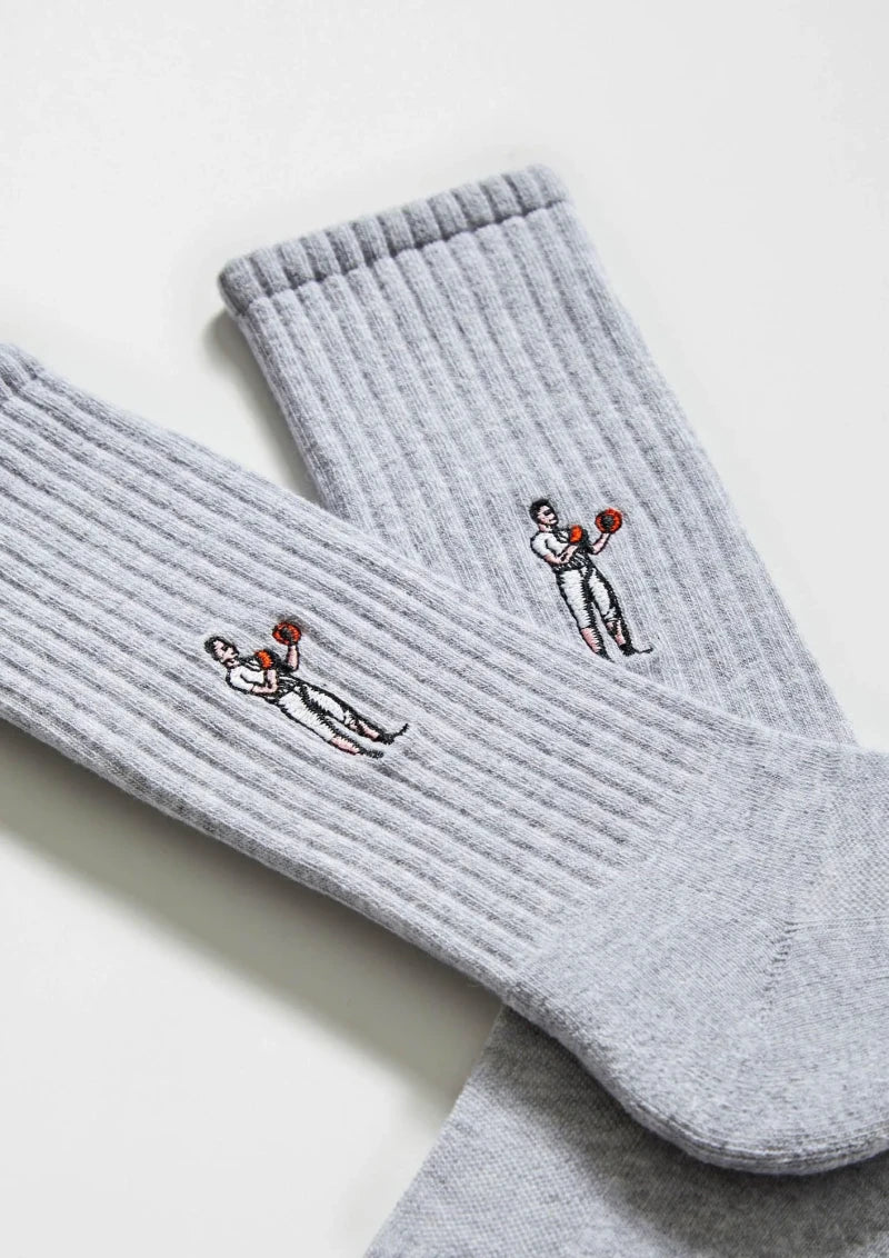 Chaussettes en coton brodées  - BeBoxer Gris