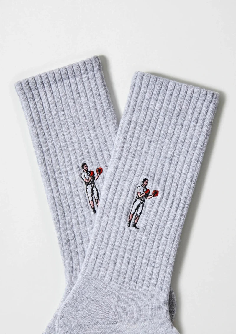 Chaussettes en coton brodées  - BeBoxer Gris