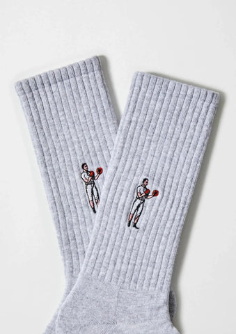 Chaussettes en coton brodées  - BeBoxer Gris
