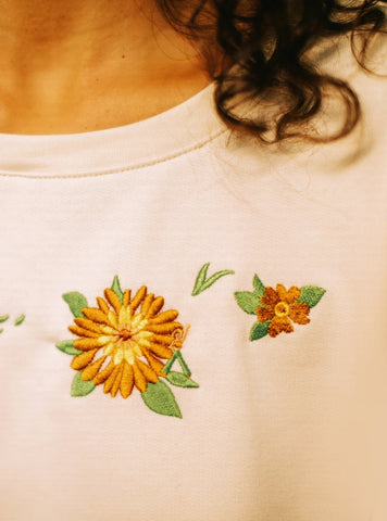 Sweat en coton bio unisexe – Fleurs rétro