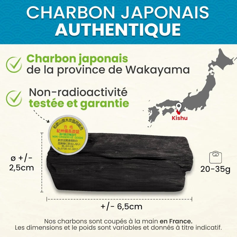 Binchotan Japonais de Kishu x4 (boîte) – Charbon Actif pour Eau – Région de Wakayama