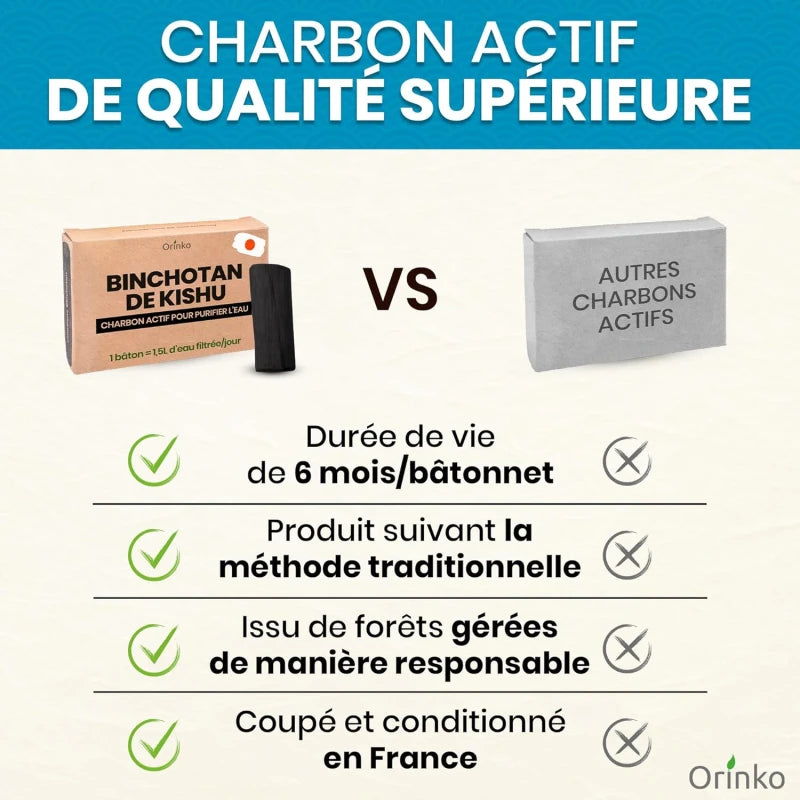 Binchotan Japonais de Kishu x4 (boîte) – Charbon Actif pour Eau – Région de Wakayama