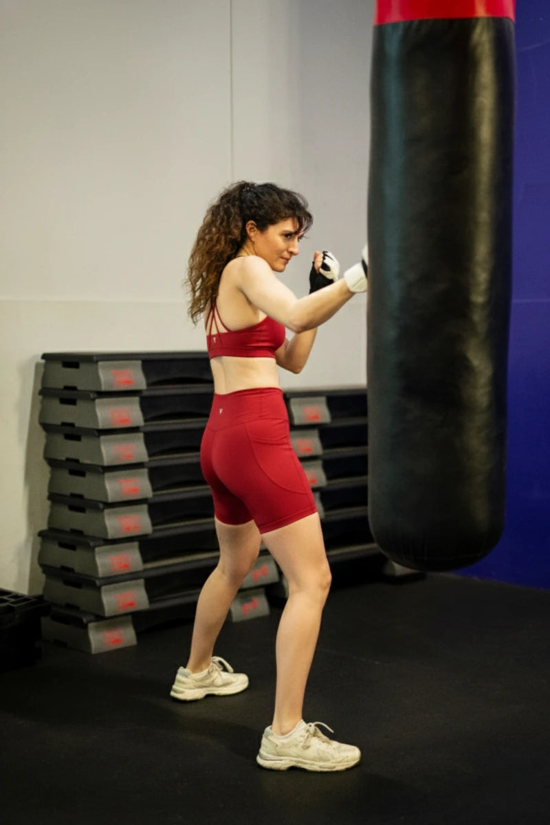 Pack spécial sport indoor  "La Lumineuse" Rouge - brassière et short