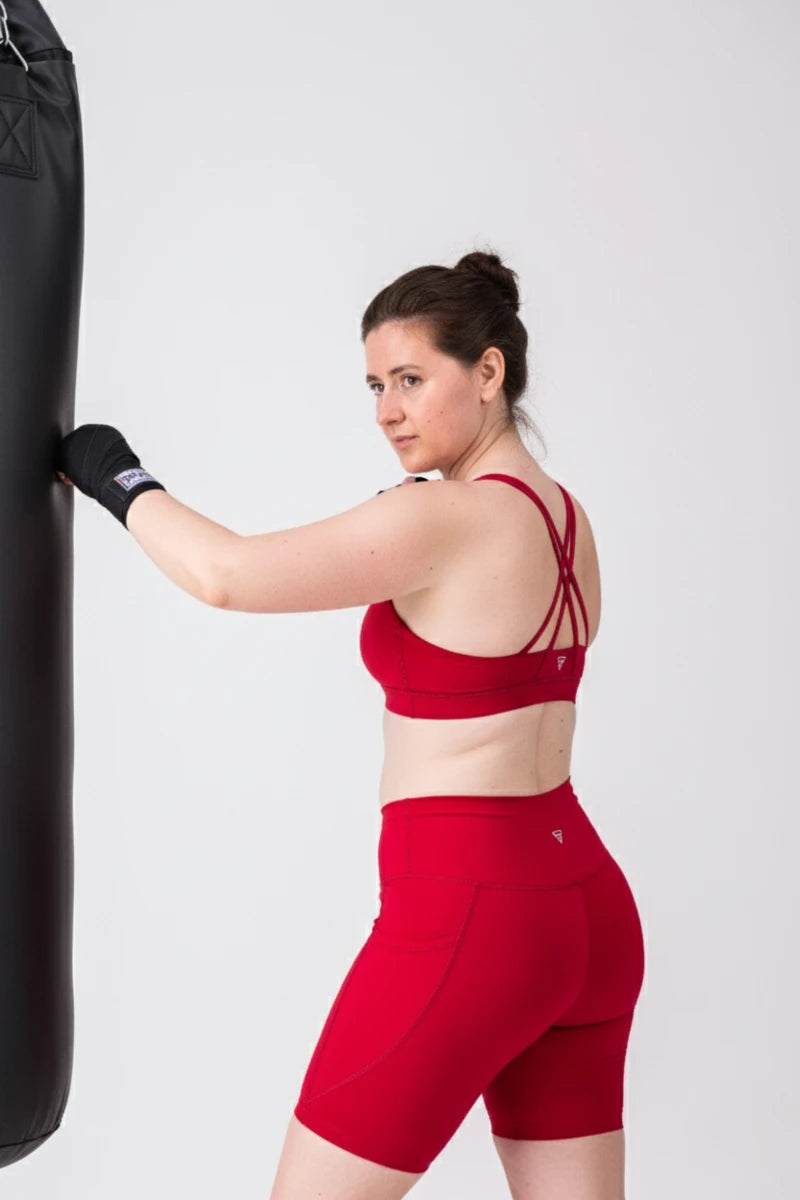 Pack spécial sport indoor  "La Lumineuse" Rouge - brassière et short