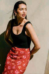 Body  à bretelles en maille côtelée noir - Alysse