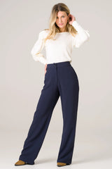 Pantalon taille haut bleu marine - Laurier