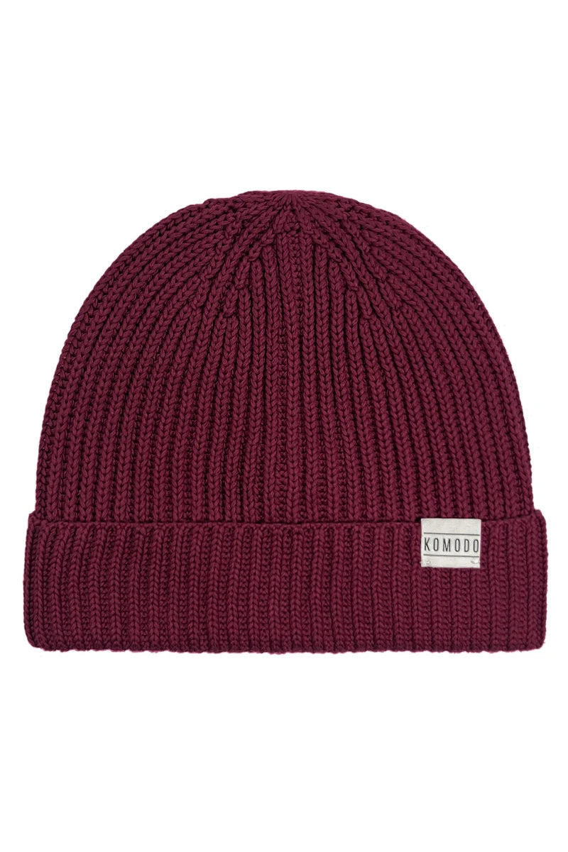 TOWN - GOTS Organic Cotton Beenie Hat Wine Red