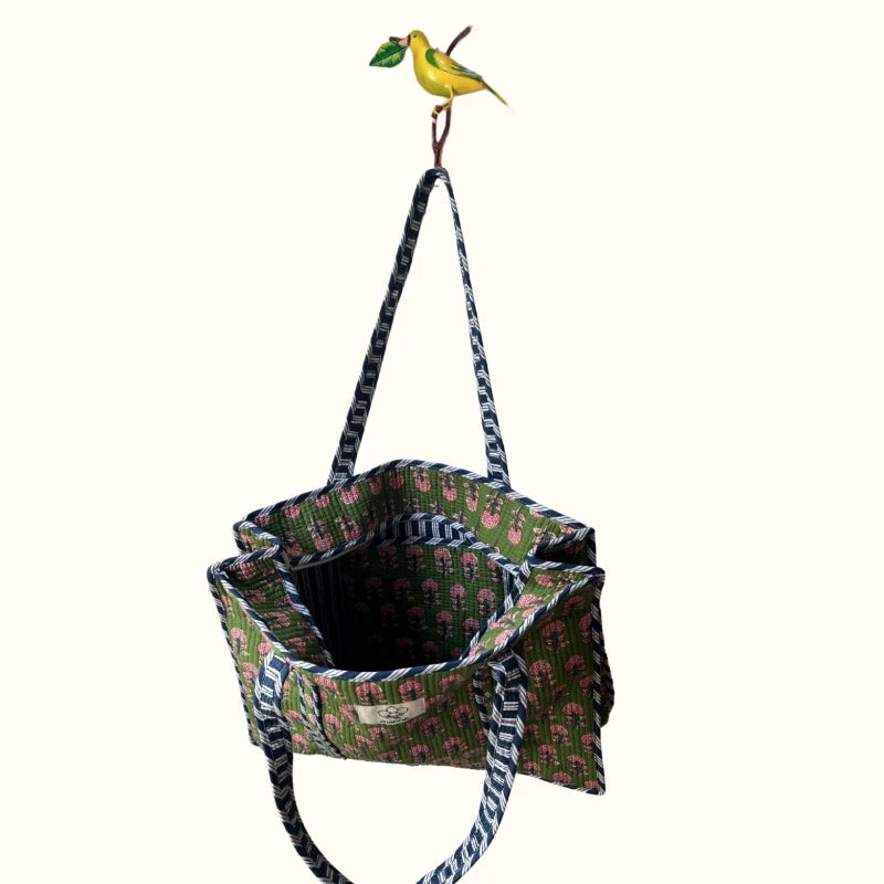 Grand tote bag à Zip  "Pink Grove in Forest"