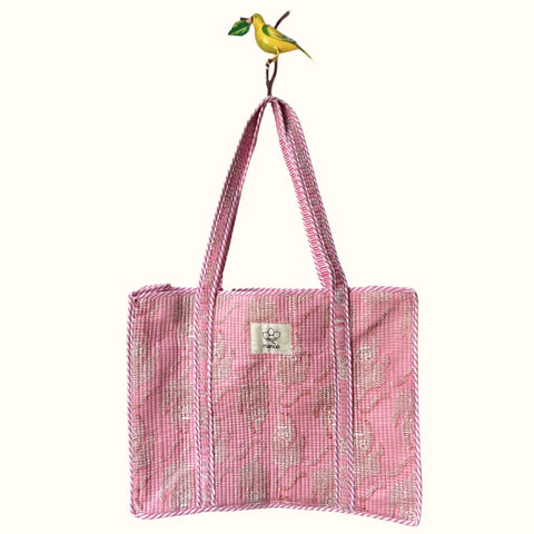Grand tote bag à Zip  "Pinky life of a tiger"
