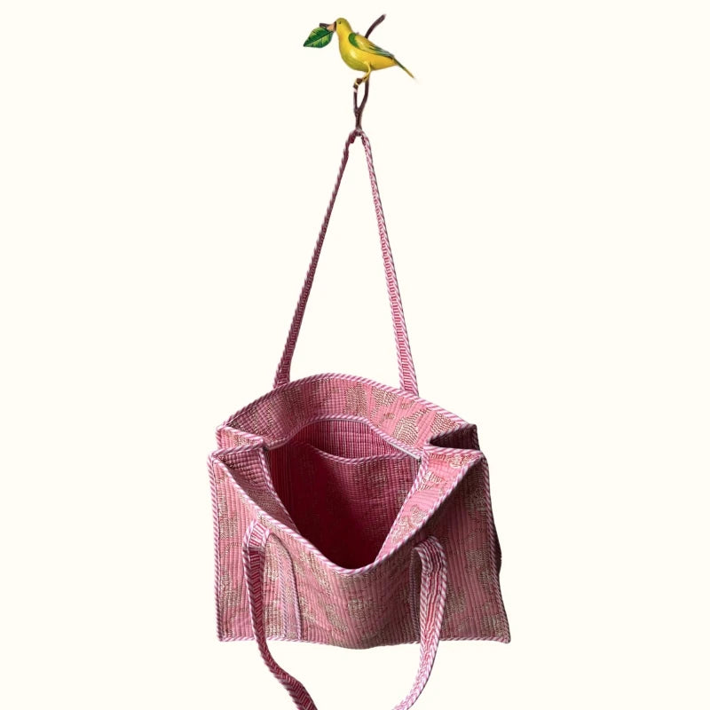 Grand tote bag à Zip  "Pinky life of a tiger"