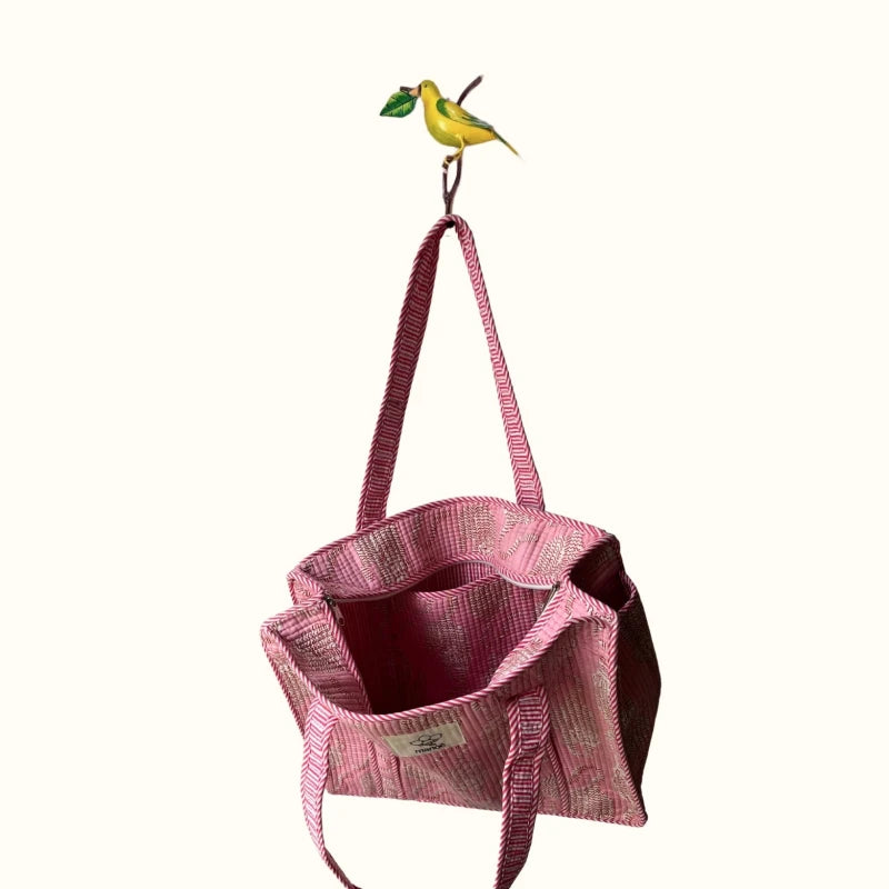 Petit tote bag fermeture "Pinky life of a tiger"