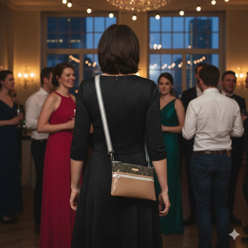 Pochette femme alter-cuir de raisin et liège - sangle réglable