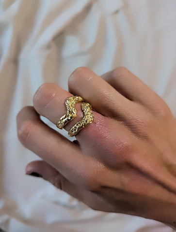 Bague vague or martelé - L'Aigua