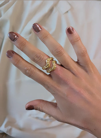 Bague vague or martelé - L'Aigua