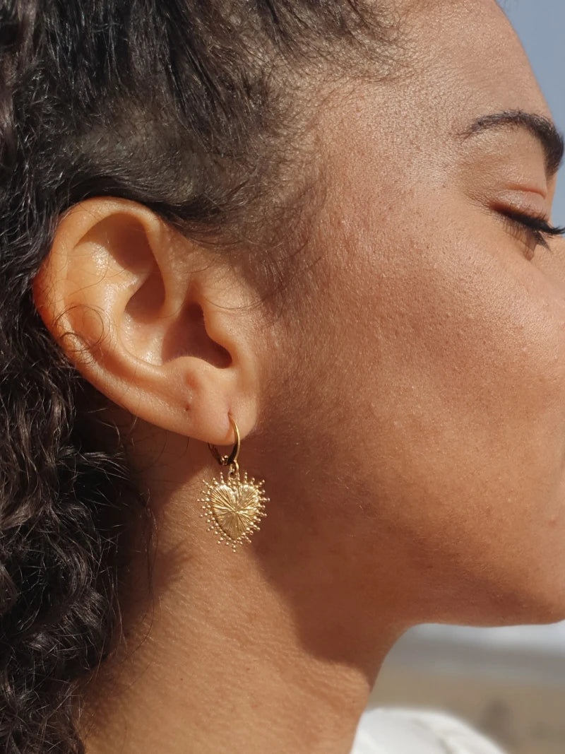 Boucles d'oreilles Coeur Sacré or discrètes