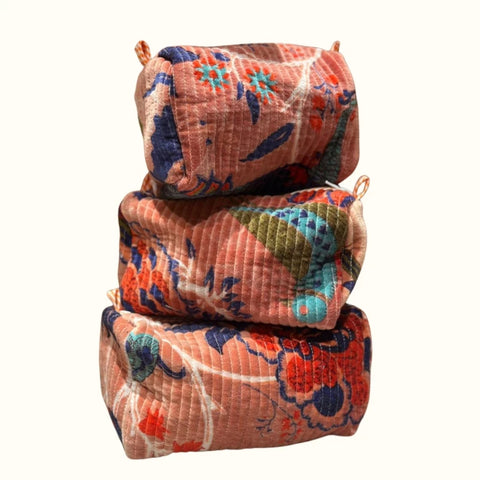 Trousse de toilette en velours matelassé – "Dreamy Blossom"