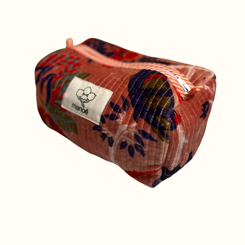 Trousse de toilette en velours matelassé – "Dreamy Blossom"