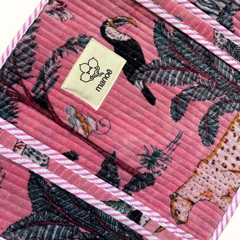 Petit tote bag fermeture velours "Pinky safari"