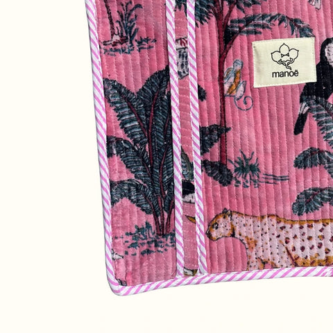 Petit tote bag fermeture velours "Pinky safari"