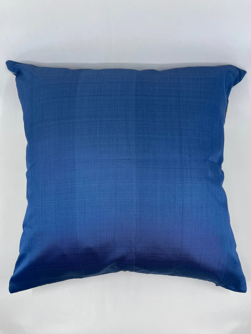 Housse de coussin Shan bleue et jaune