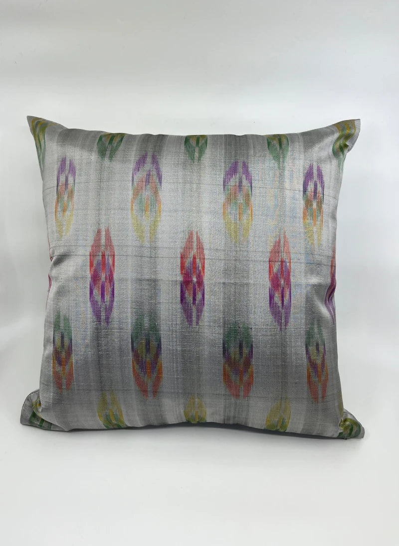 Housse de coussin Shan grise et rose