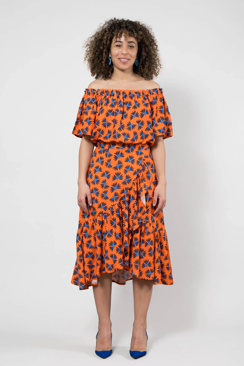 Orange Top and Skirt Set
