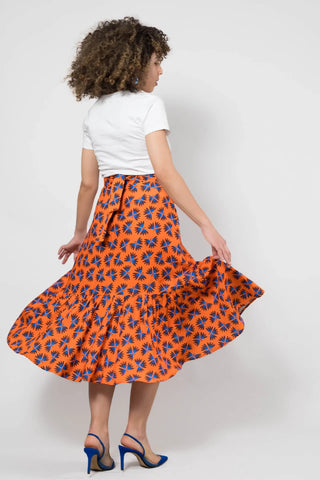 Orange floral wrap skirt